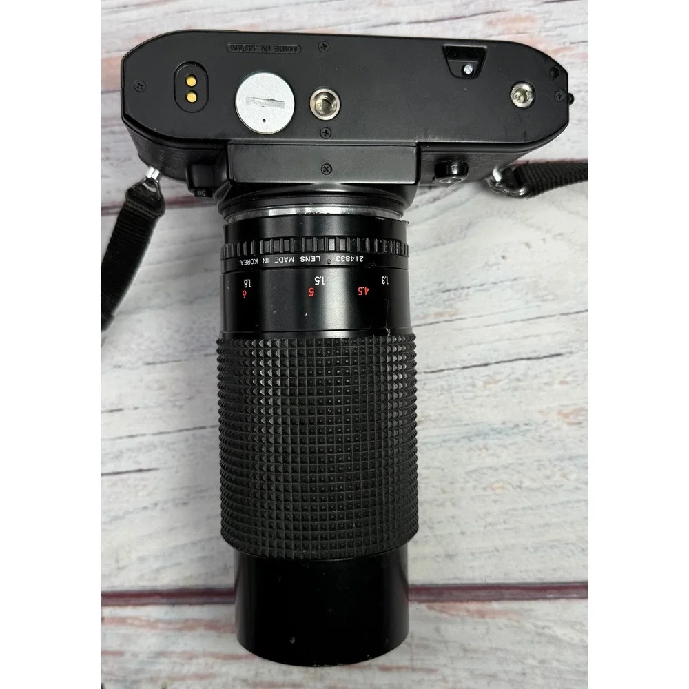 Nikon EM 35mm SLR Film Camera with Albinar ADG 80-200mm f3.9 Macro ZoomLens READ